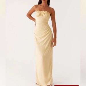 Elegant Yellow Strapless Dress